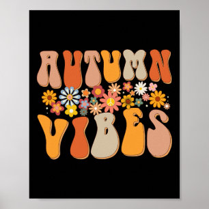 Poster Autumn Vibes Groovy Design Fall Lover Ação de Graç