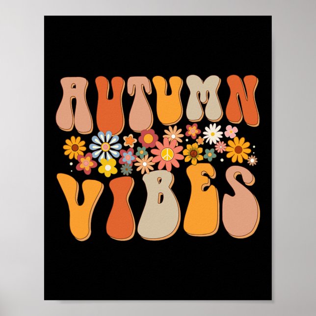 Poster Autumn Vibes Groovy Design Fall Lover Ação de Graç (Frente)