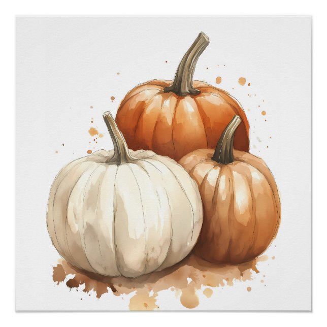 Pôster Autumn Wall Art, Pumpkin Fall Decor (Frente)