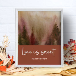Poster Autumn Watercolor Forest Terracota Amor é doce