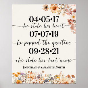 Poster Autumn Wildflower Best Day Casamento Data Sim Dia