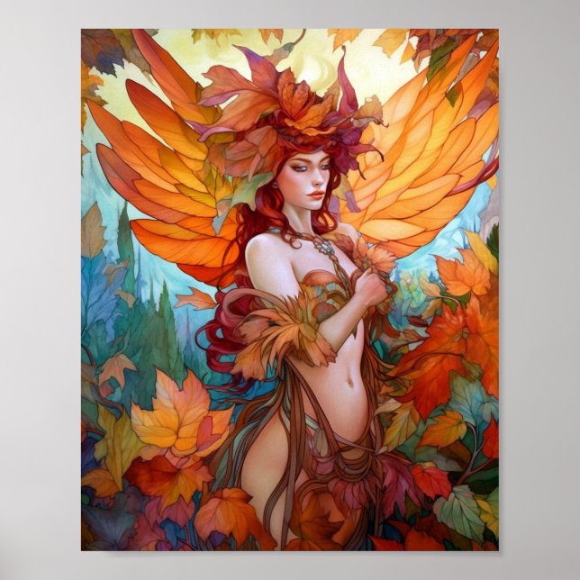Poster Autumn Woodland Fairy Fantasy Art (Frente)