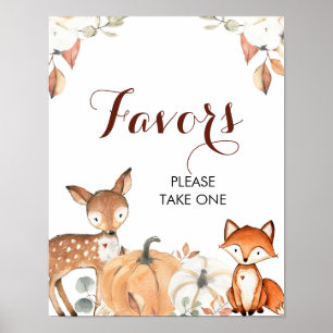 Poster Autumn Woodland - Sinal de Favoritos para festas
