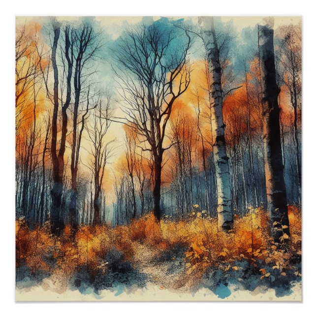 Pôster Autumn Woods In Abstrato - AI - Trabalho de arte (Frente)
