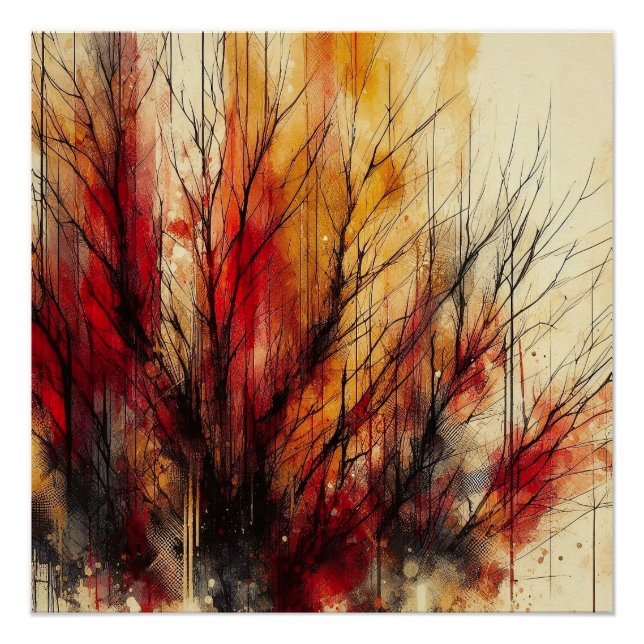 Pôster Autumn Woods In Abstrato - AI - Trabalho de arte (Frente)