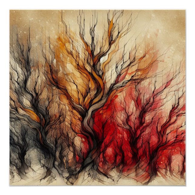 Pôster Autumn Woods No Abstrato 2 - AI - Trabalho de arte (Frente)