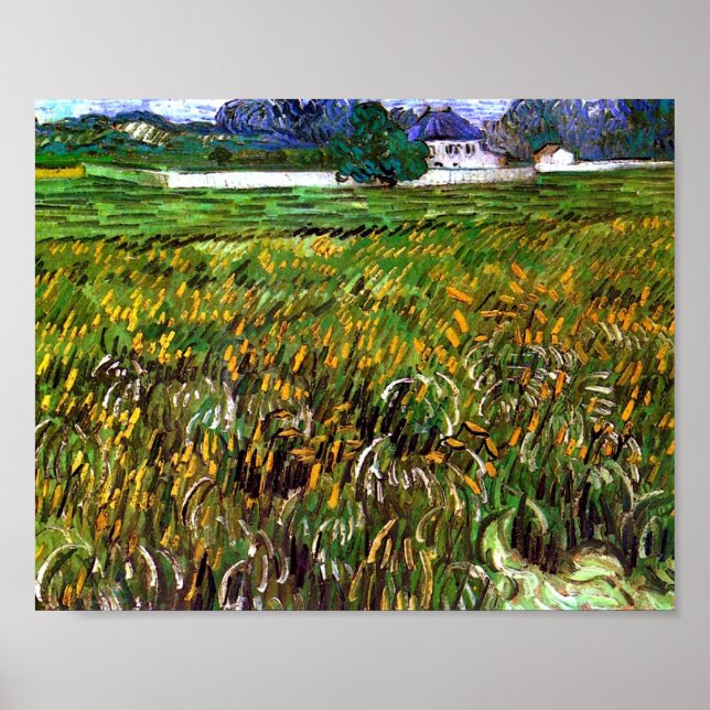 Pôster Auvers de Campos de Trigo, Casa Branca Van Gogh, B (Frente)