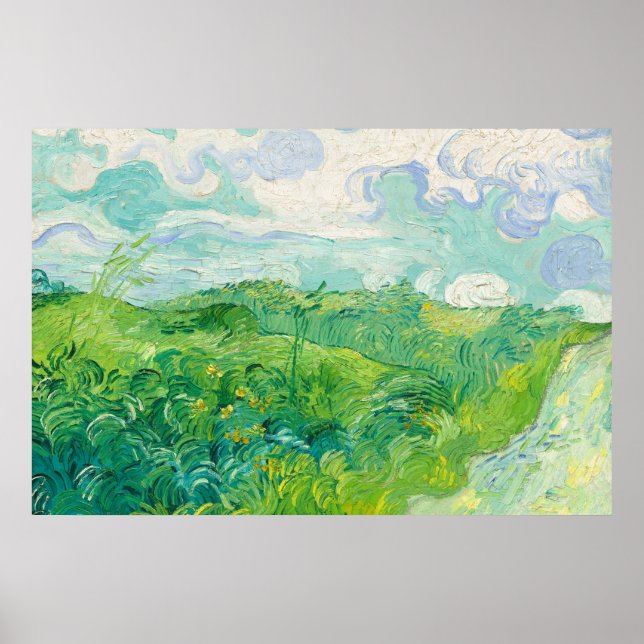 Pôster Auvers de Campos de Trigo Verde (F807) Van Gogh Be (Frente)