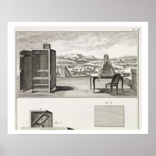 Poster Auxiliares de desenho: uma câmera de madeira básic