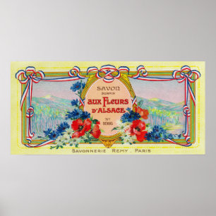 Poster Auz Fleurs D' Alsace Soap Label Paris, França