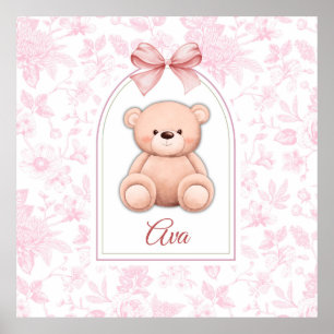 Poster Ava   Design de Enfermeiro de Urso Rosa Personaliz