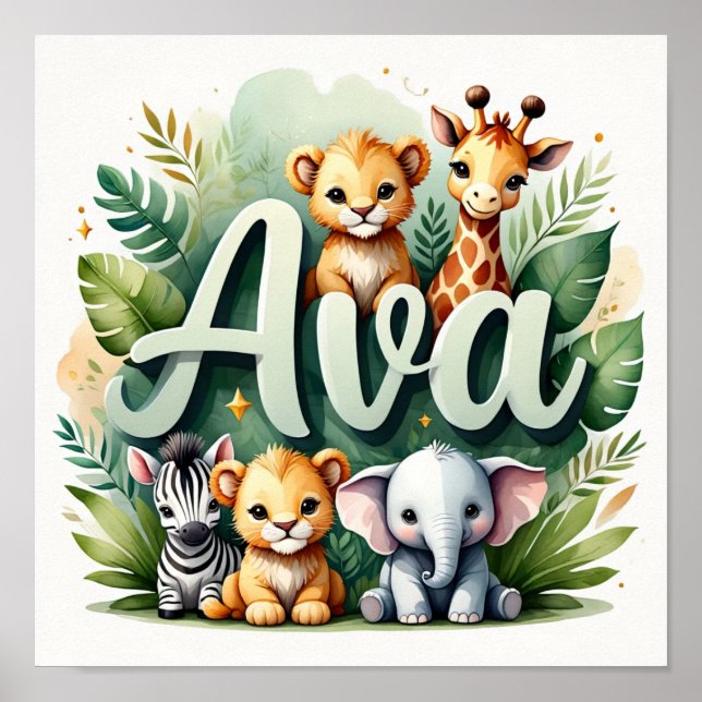 Poster Ava Safari Nursery Wall Art (Frente)