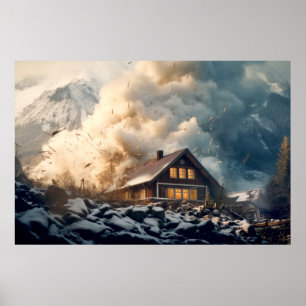 Poster Avalanche Nature Force Snow Power Earth Disaster