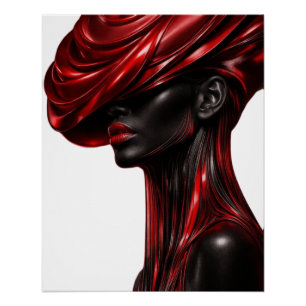 Pôster Avant-Garde Red & Black Portrait