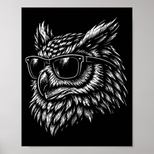 Poster Ave coruja legal com óculos de sol tinta vintage r
