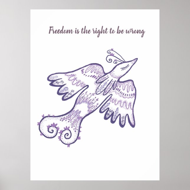 Poster ave de arte de linha motivadora (Frente)