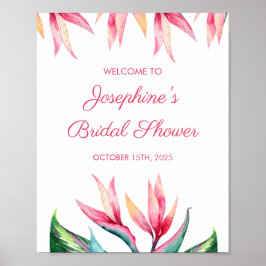 Poster Ave do Chá de panela de Aquarela Tropical do Paraí