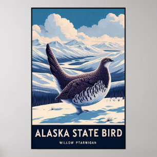 Poster Ave do Estado do Alasca - Vintage Ptarmigan Selvag