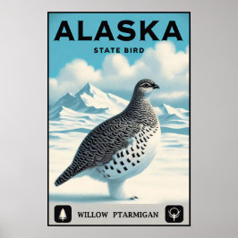 Poster Ave do Estado do Alasca - Vintage Ptarmigan Selvag