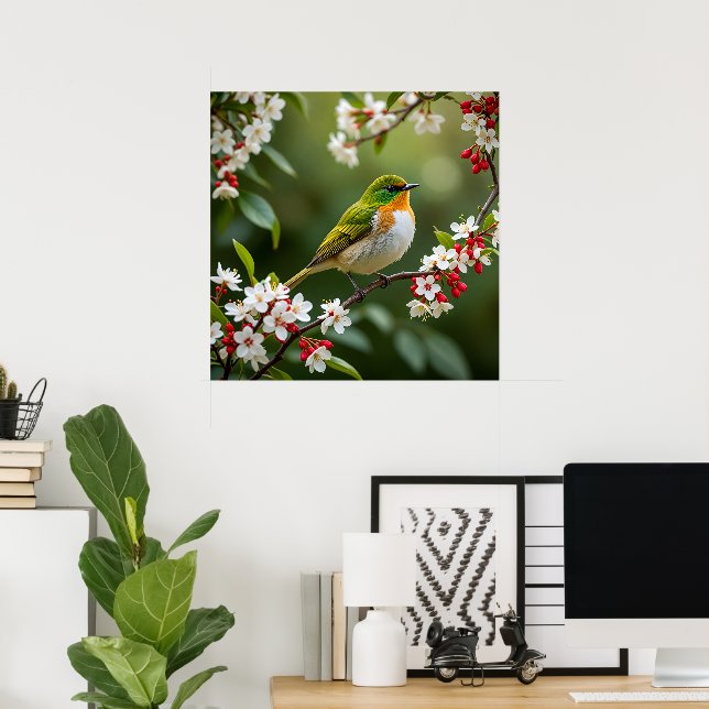Poster Ave Encantadora das Flores (Escritório em casa)