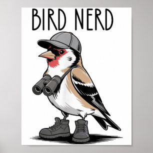 Poster Ave Engraçado De Nerd De Pássaro A Ver Para Observ