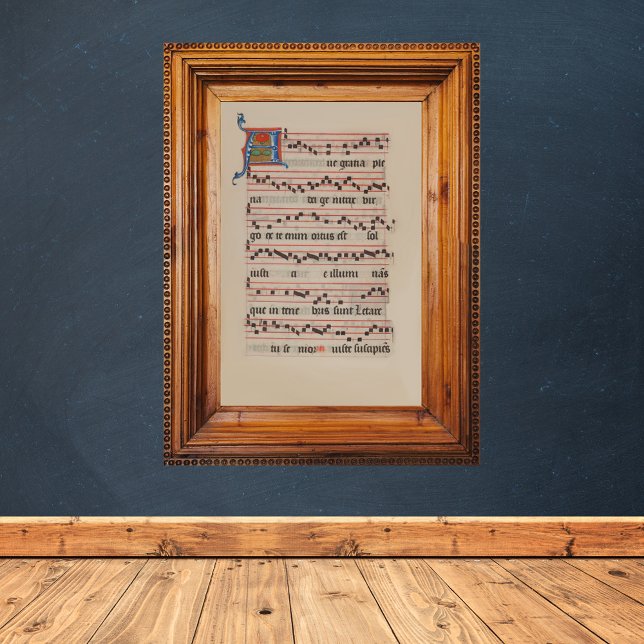 Poster Ave gratia plena - Manuscrito Antifão Medieval (Ave gratia plena Antiphon Medieval Manuscript Catholic Christian Poster)