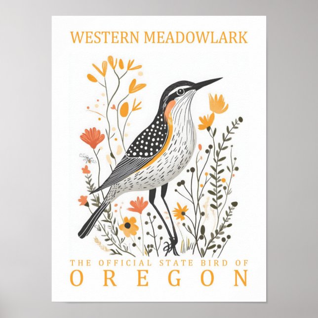 Poster Ave Meadowlark Ocidental do Viagem do Oregon (Frente)