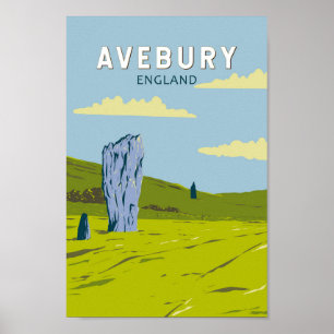 Poster Avebury England Viagem Art Vintage