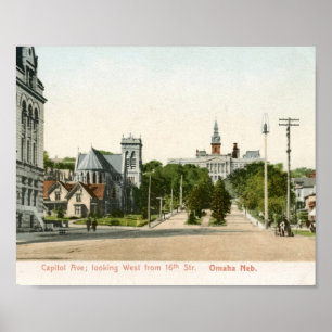 Poster Avenida do Capitólio., vintage de Omaha, Nebraska