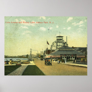 Pôster Avenida do lago, parque de Asbury, vintage 1909 de