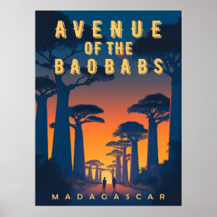Poster Avenida dos Baobás Madagascar - Retro-africana