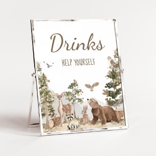 Poster Aventura Aguarda Bebidas De Animais Da Floresta