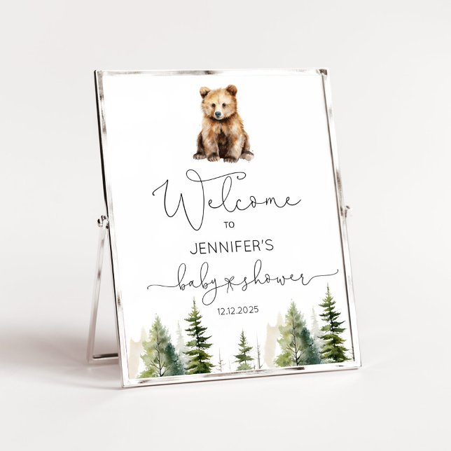 Poster Aventura aguarda chá de fraldas florestal bem-vind (Criador carregado)