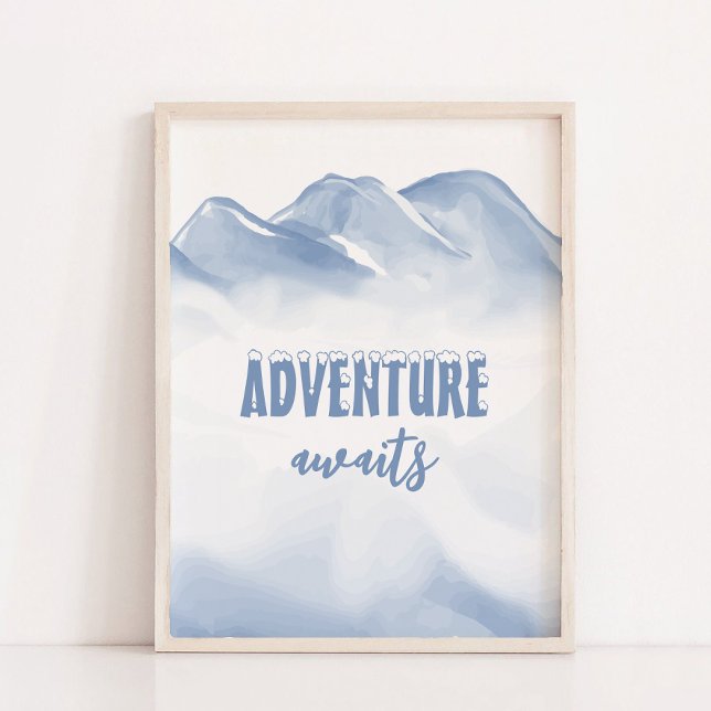 Poster Aventura Aguarda o Decor do Muro de Inverno (Adventure Awaits Winter Nursery Wall Decor)