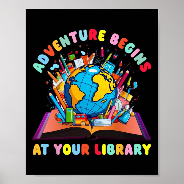 Poster Aventura Começa Na Sua Biblioteca Professor Leitur (Frente)
