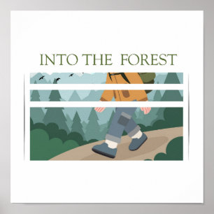 Poster Aventura de caminhada na floresta – Design de expl