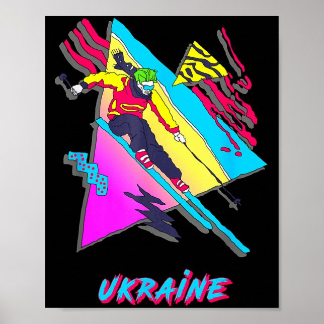 Poster Aventura de esqui na Ucrânia com estilo gráfico de (Frente)