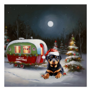Pôster Aventura de Natal da Caravana do Rottweiler de Inv