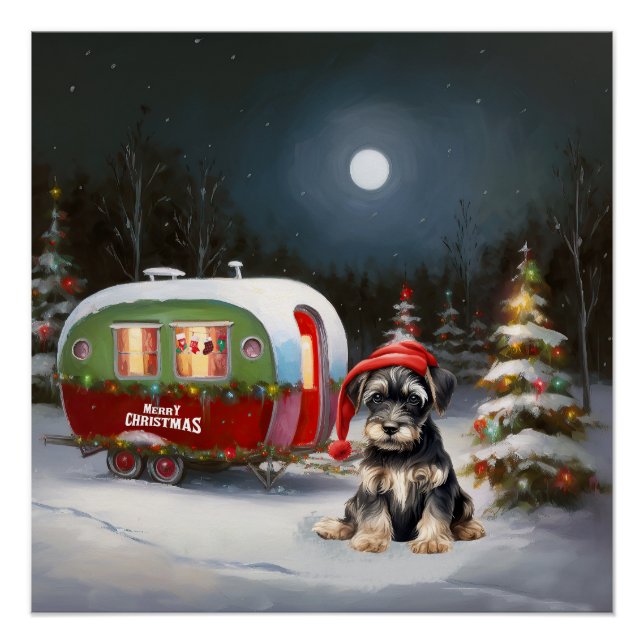 Pôster Aventura de Natal da Caravana do Schnauzer de Inve (Frente)