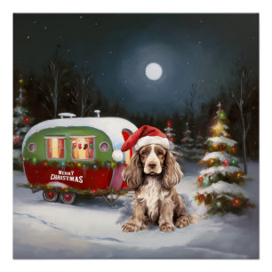 Pôster Aventura de Natal do Winter Cocker Spaniel Caravan