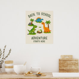 Poster Aventura de Volta às Aulas Começa Aqui Dinossauro