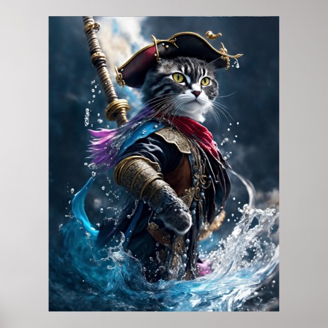 Poster Aventura de Watery Cat Pirata - Fotorealística de  (Frente)