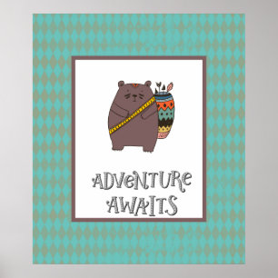 Poster Aventura do Urso Boho Espera