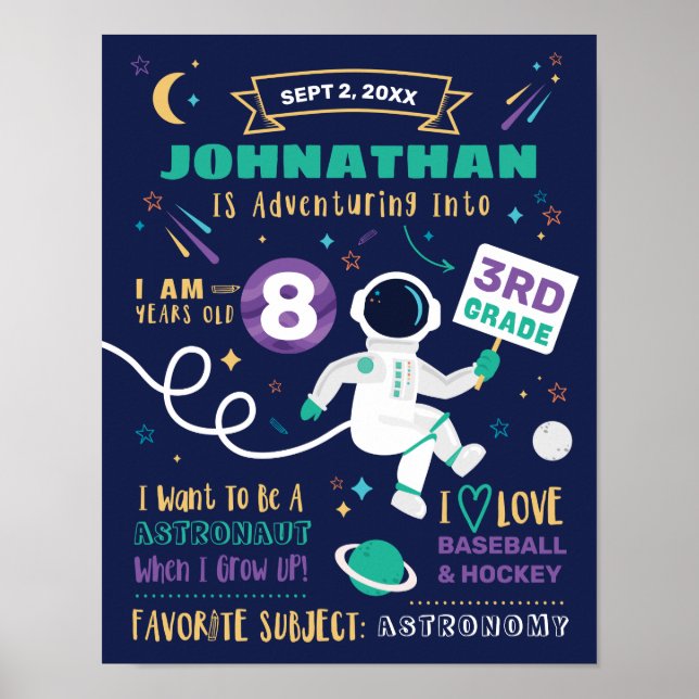 Poster Aventura Espacial Astronauta No Primeiro Dia Da Es (Frente)