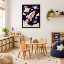 Aventura Espacial Pastel Caprichosa Foguete Menina