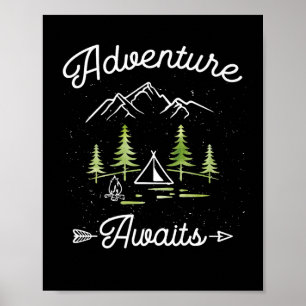 Poster Aventura Espera Acampamento Hiking Viagem Exterior
