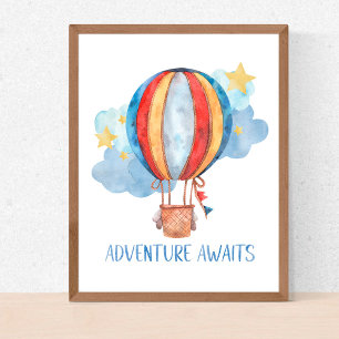 Poster Aventura Espera Balão de Ar Quente Berçário Bebês