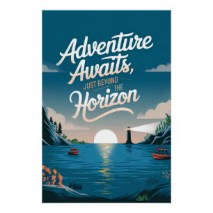 Pôster Aventura espera, logo além do horizonte