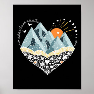 Poster Aventura Espera Montanha Hiking Camping Nature Lo