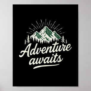 Poster Aventura Espera Montanha Natureza Vintage Caminhad